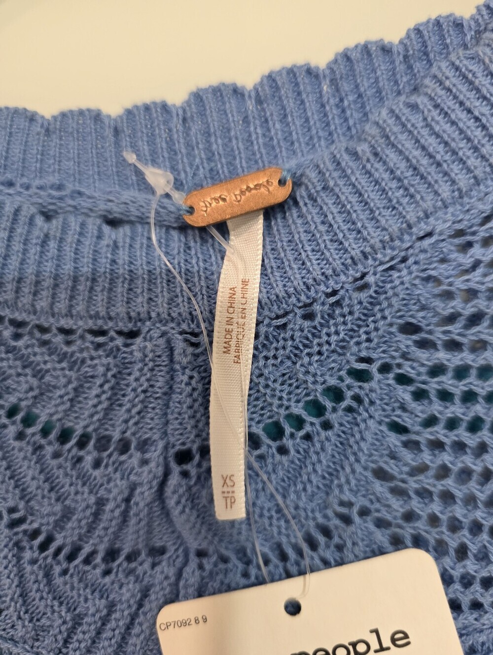 Free People Colette Blue Pointelle Ribbed Knit Sweater XS NWT - Picture 12 of 16